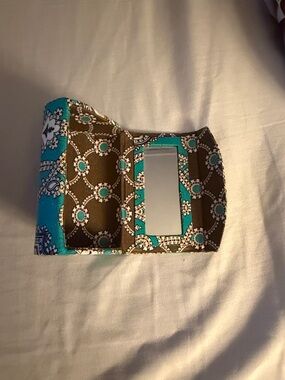 Turquoise & Brown Patterned  Vera Bradley lipstick holder .